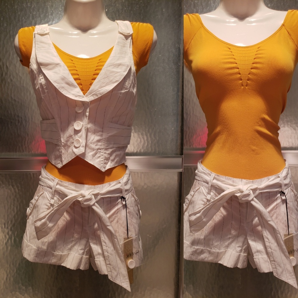 GUESS Pinstripe Vest and Short Set